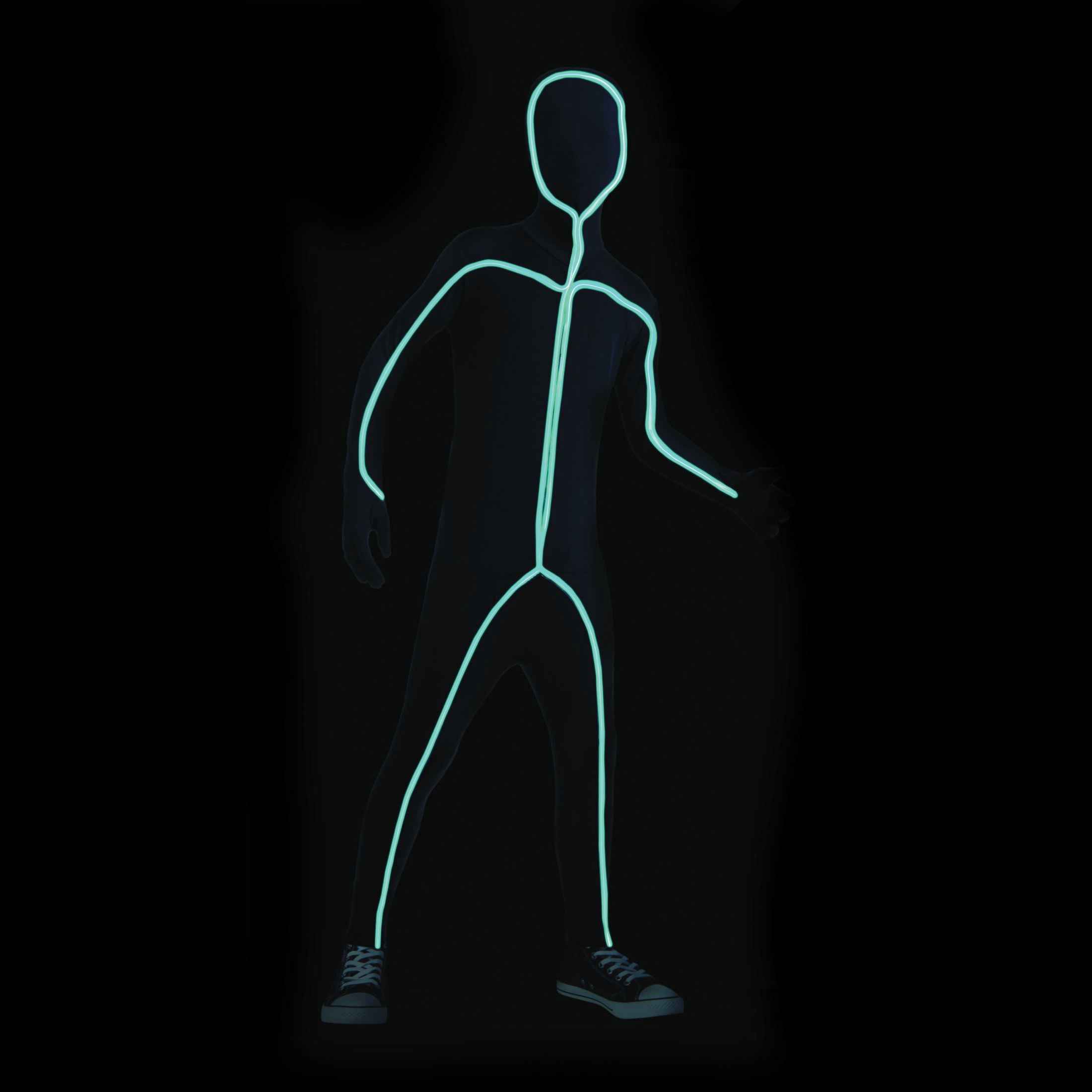 Light Up Stick Figure Halloween Costume for Children, Boy's Size L (10/12), by Way to Celebrate