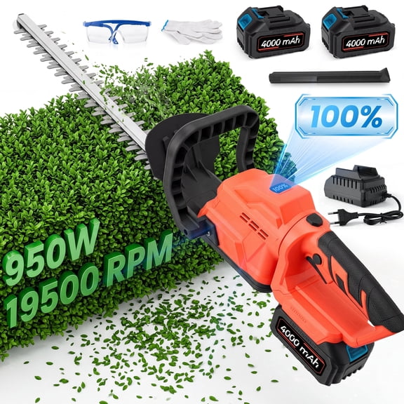 RELOIVE 20'' Hedge Trimmer Cordless,950W Electric Handheld Hedge Trimmer with 2 x 4.0Ah Batteries and Fast Charger,19500 RPM Bush Trimmers for Garden, Yard Care