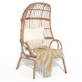 thumbnail image 3 of ModFusion Standing 370lb Capacity Wicker Egg Chair, Oversized Indoor/Outdoor Patio Lounger with Steel Frame, Beige, 3 of 8