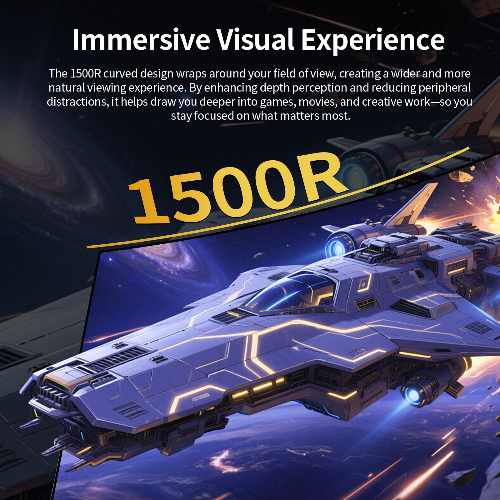 PIJ 32 Inch Curved Gaming Monitor Built-in Speakers, 4K UHD 1500R Immersive Screen, 160Hz Refresh Rate, 1ms, AMD FreeSync, 120% sRGB VA Panel, HDMI 2.1 x2/DP 1.4 x2, Wall Mountable