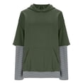 thumbnail image 5 of SYwaren Fake Two Piece Hoodie for Women Oversized Long Sleeve Striped Casual Sweatshirt Solid Color Tops, 5 of 9