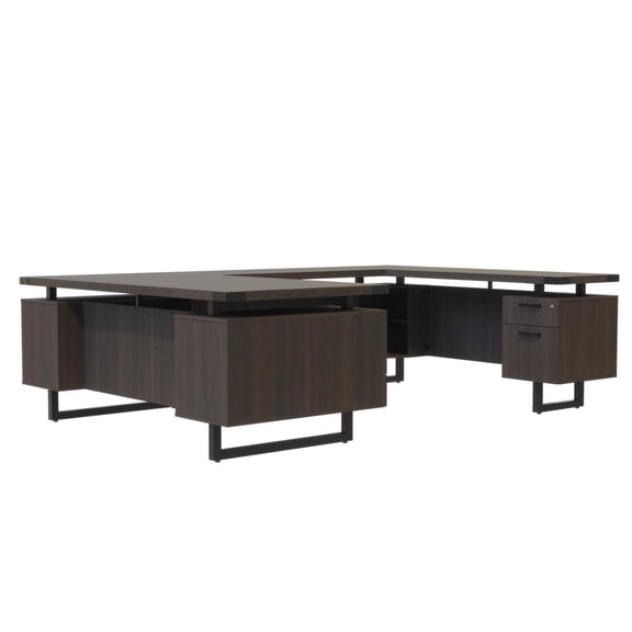 Safco Mirella U-Shaped Configuration Desk In Tobacco Finish MRUSBF7236STO
