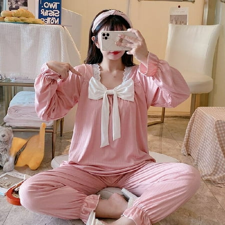 

PIKADINGNIS WAVMIT New Women Pyjamas Student Cute Long Tops Set Lace Young Girl Pajamas Sets NightSuit Girl Sleepwear Sets Women Home Wear