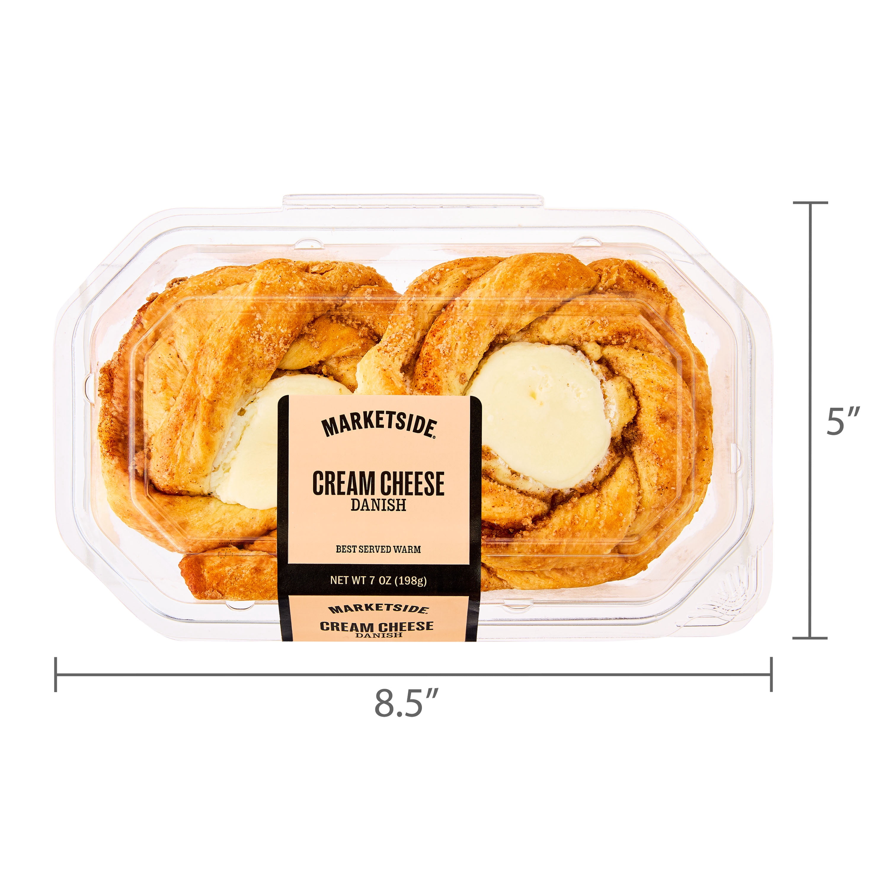 Marketside Cream Cheese Danish with Glaze, 7 oz, 2 Count (Shelf Stable)