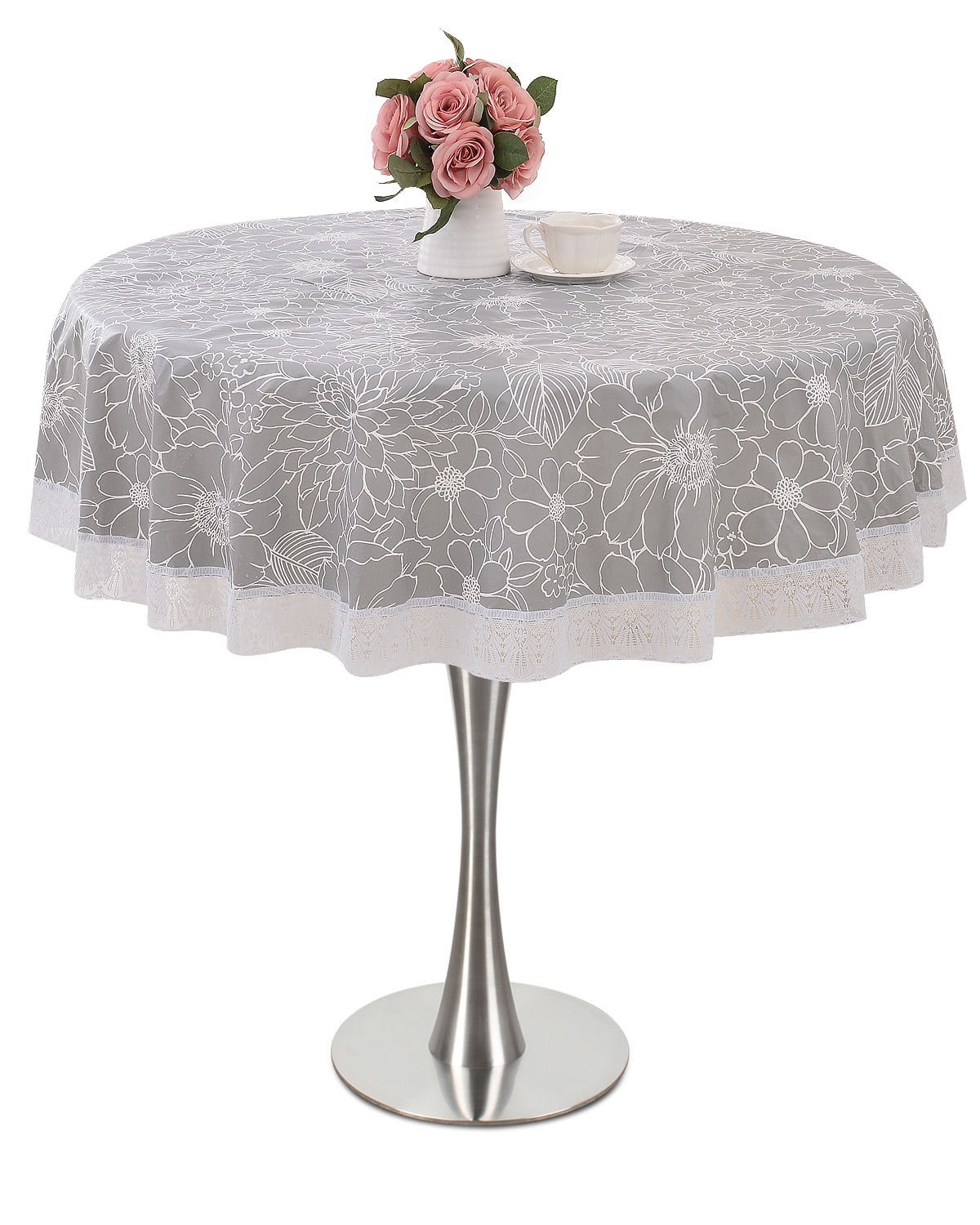 Round Tablecloth Vinyl Waterproof PVC Plastic Wipeable Spillproof
