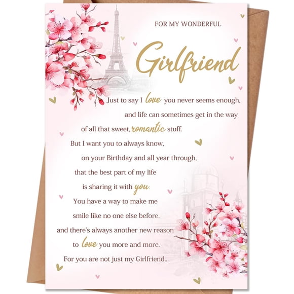 Tarjeta de Cumpleaños HEJOYN para Novia Romántica con Diseño Floral
