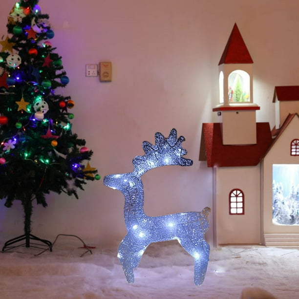 Ciervo Navideño Iluminado, Ciervo Brillante con Tira de Luces para Decoración de Patio Exterior, Ciervo Decorativo Navideño Artificial con Luces Led Preiluminadas.