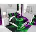 thumbnail image 4 of Juego de Funda Nórdica Tamaño Queen,Funda Nórdica Dragón Verde Violeta Llama 3Pcs para, 4 of 8