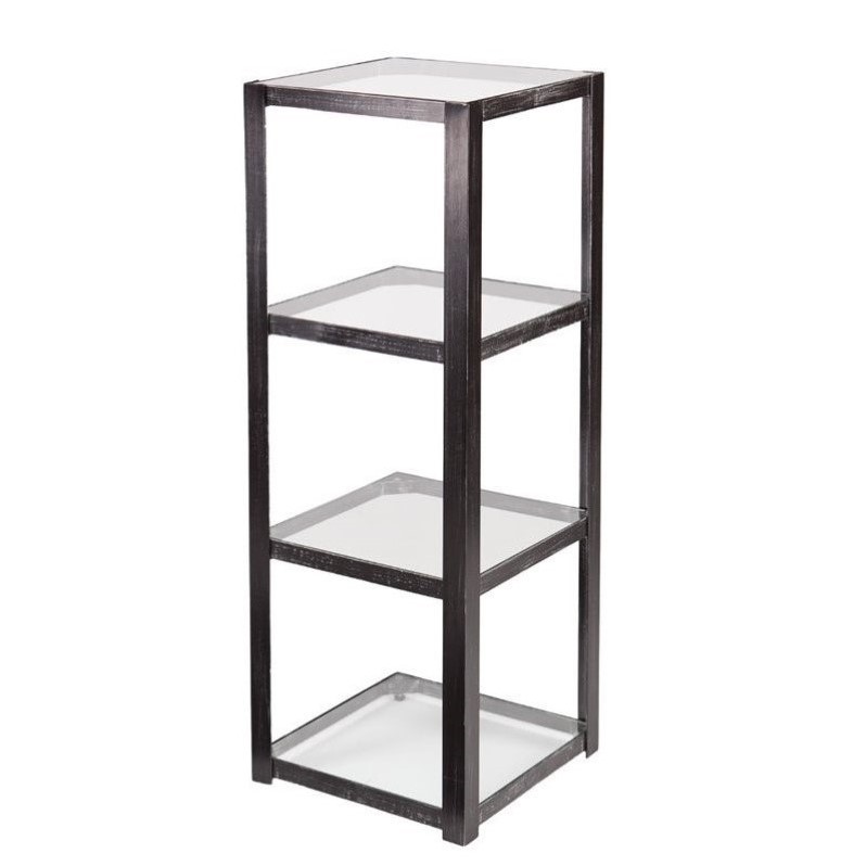 Southern Enterprises MetalGlass Corner Shelf in Black and Silver