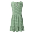 thumbnail image 5 of Wirdiell Women Dresses Fashion Round Neck Sleeveless Polka Dot Loose Large Swing Ruffle Beach Dress Sundresses Green M, 5 of 5