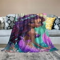 thumbnail image 2 of Orinice Mermaid Purple Hair Pink Tail Warm Lightweight Blanket Soft Fleece Blankets All Seasons Decor Gift for Sofa Bed Excellent Hand Feel 40x50in, 2 of 6