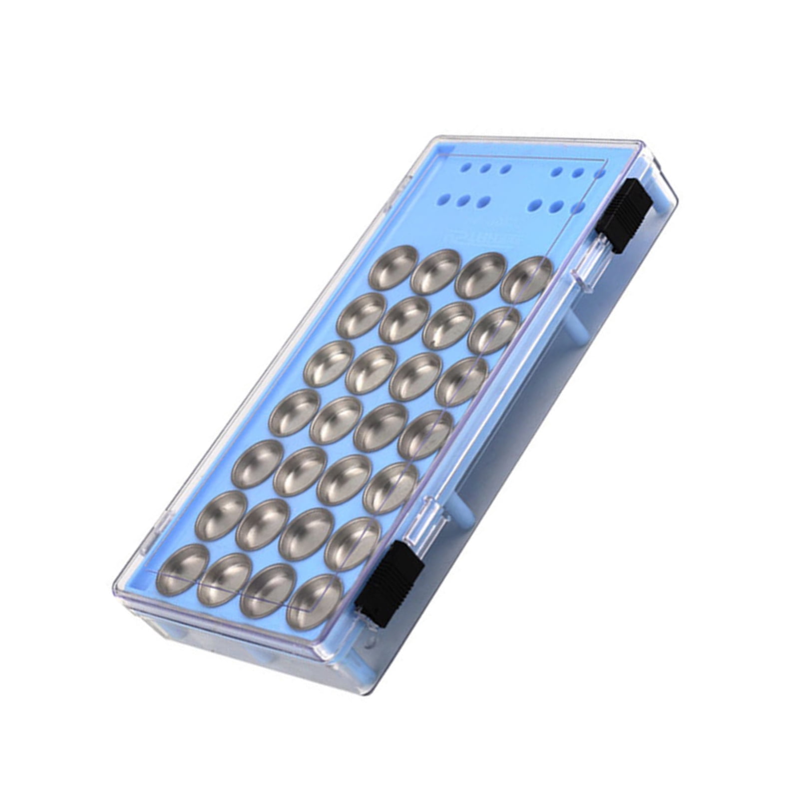 28-Slot Metal Paint Palette Durable, Reusable Design with Brush Holders and Tool Compartment