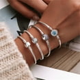thumbnail image 3 of Evil Eye Bracelet Sterling Silver Clasp Charm Bangle Bracelet for Bead Charms with Sapphire Gemstones Evil Eye Clip Lock Stopper(17/19cm/ 21cm), 3 of 5