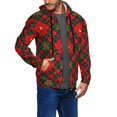 thumbnail image 2 of Kdxio Christmas Plaid Flower Print Men Hoodies Casual Hoodies for Men with Zip Pockets Full Zip Long Sleeve Sweatshirt Sports Hooded Jacket-Large, 2 of 5