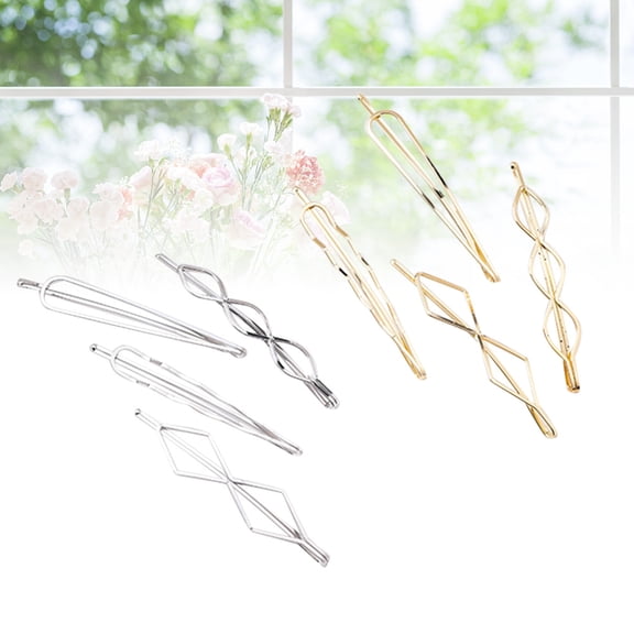 AURARMLET Hair Barrettes for Women Rhombus Silver 8Pcs