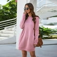 thumbnail image 2 of Womens T Shirts Long Sleeve Ladies Tops Fall Fashion Crewneck Pocket Sweatshirts Long Work Blouses Dressy Casual Pink S, 2 of 7