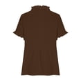 thumbnail image 4 of hoksml Women's Cotton V Neck Short Sleeve Peplum Blouse, Ruffle Trim Casual Tunic, Loose Fit Top for Daily and Office Wear, 4 of 8