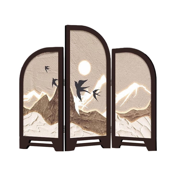 Biombo decorativo de mesa de 3 paneles, estilo clásico chino Estilo D