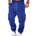 thumbnail image 2 of Men's Winter Work Pants with Multi-Pocket Design, Sweatpant Comfort for Casual Sports, Outdoor Activities, and Daily Wear (Warm & Functional),Royal Blue M, 2 of 5
