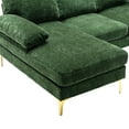 thumbnail image 6 of 81 Inch L-shaped Accent Sofa Set with Padded Back and Armrest, Upholstered Sofa Couch with Chaise and Metal Legs, Corner Sleeper Couch for Living Room, Green, 6 of 7
