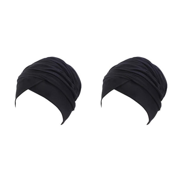 Qarigey Turbante para la cabeza, accesorios para el cabello, turbantes para el día de San Valentín para mujer, color negro Negro 2piezas