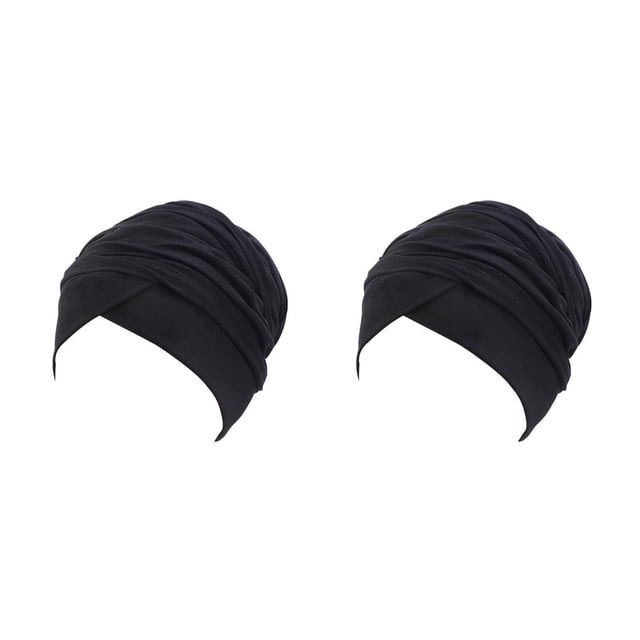 Qarigey Turbante para la cabeza, accesorios para el cabello, turbantes para el día de San Valentín para mujer, color negro Negro 2piezas