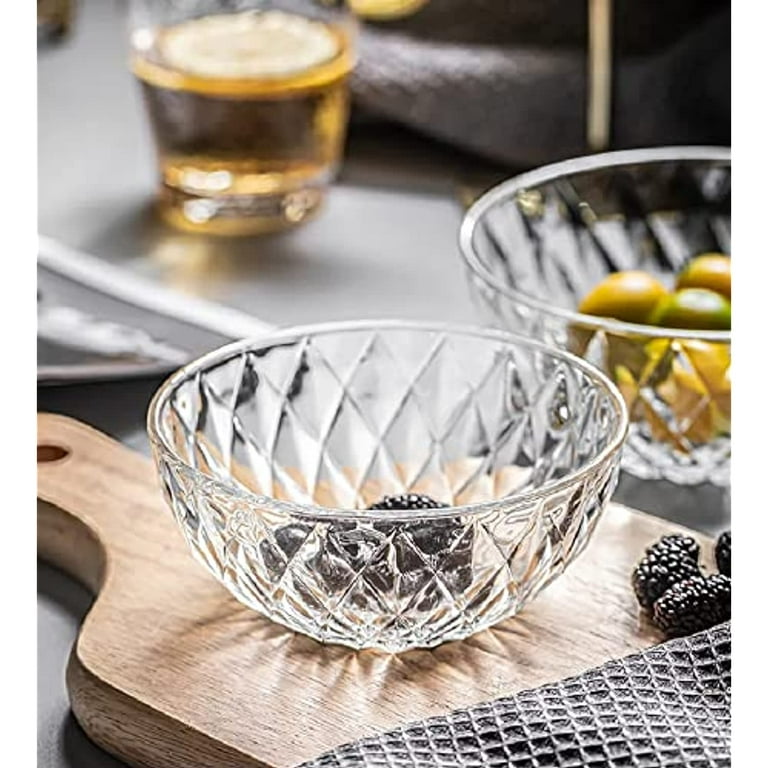 Glass Bowl, Decorative Diamond Design Bowls For Kitchen & Home Décor, -  Le'raze by G&L Decor Inc