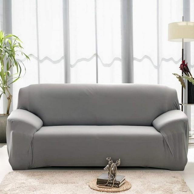 Housse de Canapé de Salon Extensible 3 Places Housse de Chaise Spandex Décor (Gris)