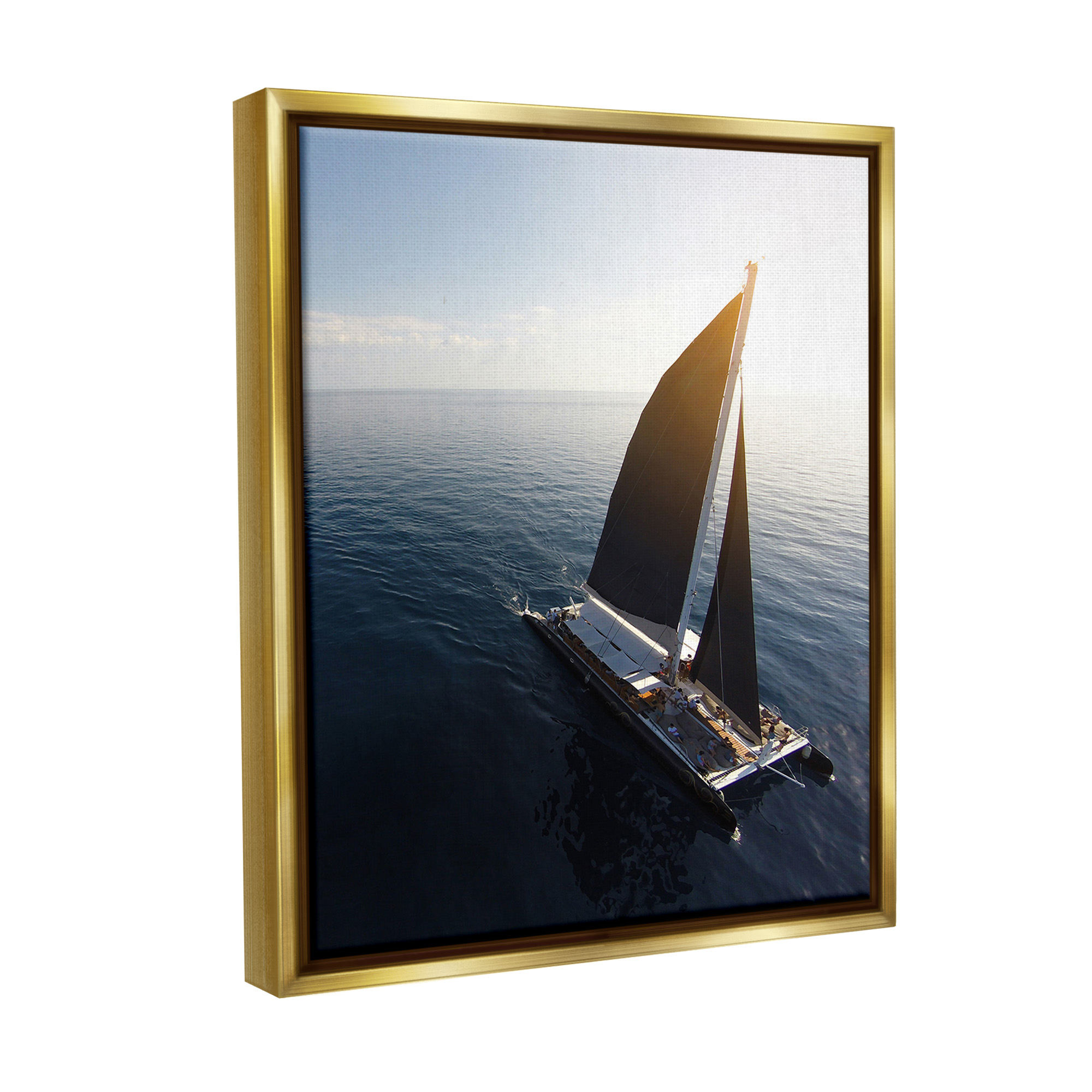 Stupell Industries Nautical Barge Photography Transportation Photography Gold Floater Framed Canvas Art Print Wall Art, 17 x 21