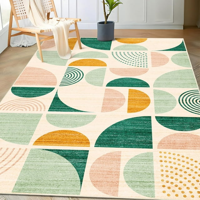 Boho Rug Washable x Area Rugs for Bedroom Entryway Living Room Bedside Small Throw Floor Carpet Non Slip Soft Indoor Modern Abstract Bohemian Orange