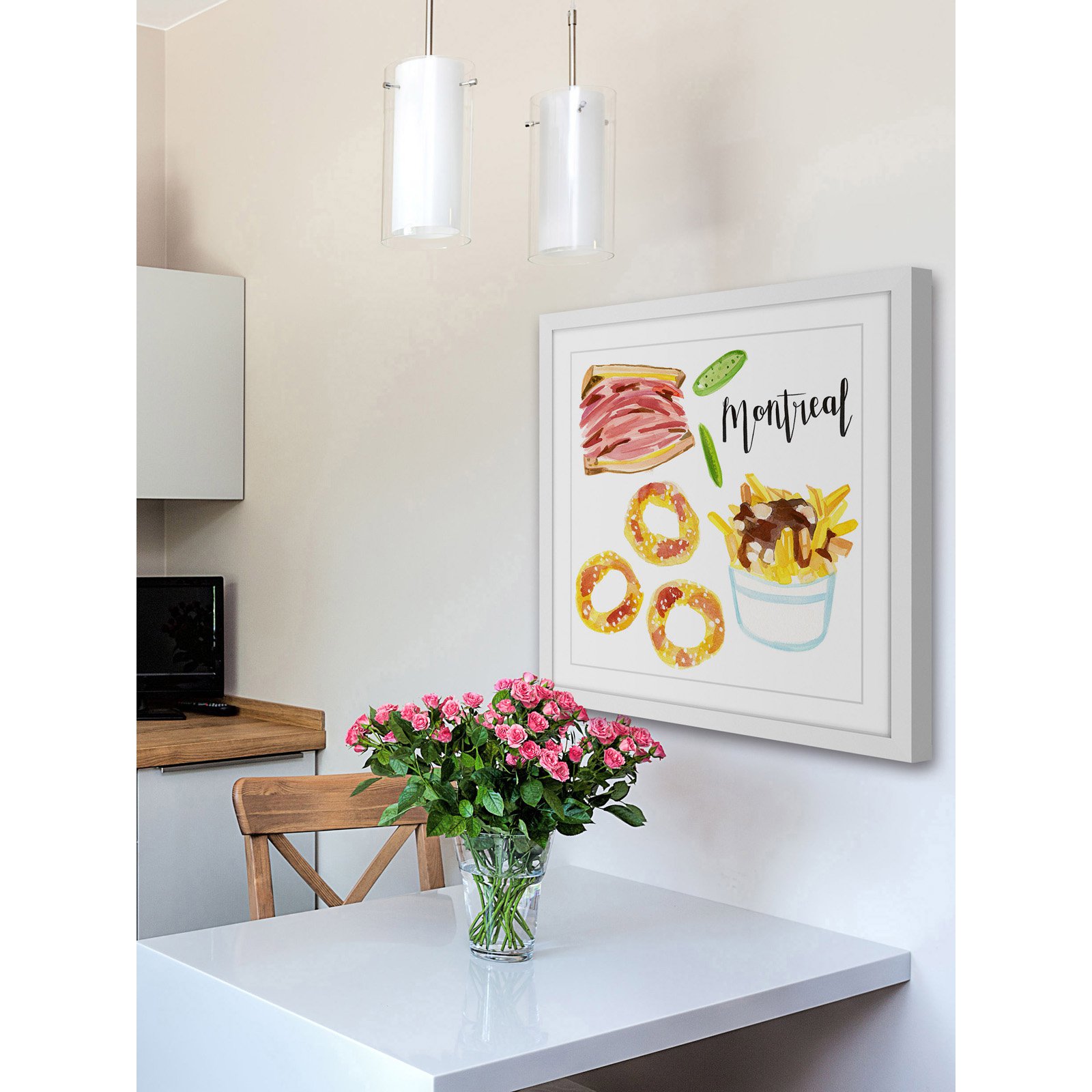 Marmont Hill "Montreal Eats" By Molly Rosner Framed Painting Art Print, 18.0" x 1.5"
