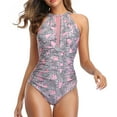 thumbnail image 2 of Swimsuits for Women Plus in Clothing,AXXD One-Piece Padded Plus Size Overlay Print Bikini Swimsuit For New Trends Pink M, 2 of 5