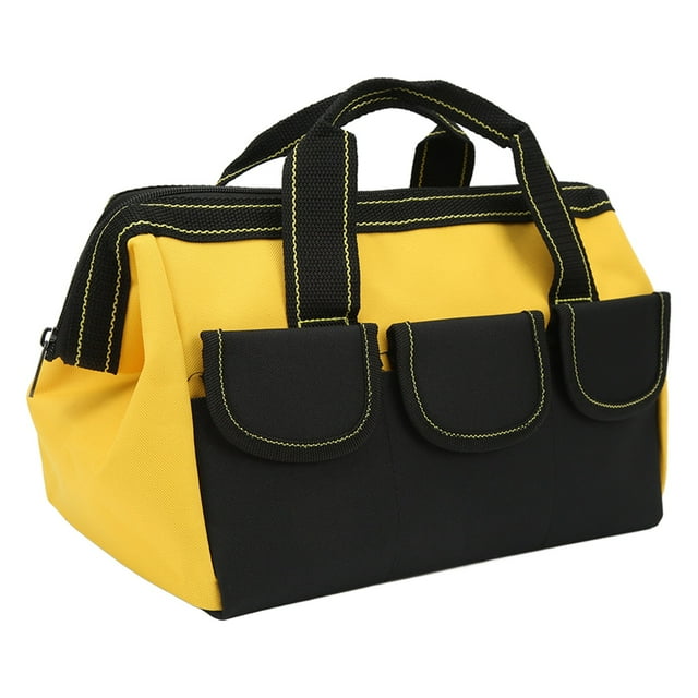 Bolsa de almacenamiento de herramientas de 13 pulgadas, tela Oxford, multifuncional, impermeable, bolso de boca ancha para el hogar, tienda de herramientas, amarillo Jadeshay A