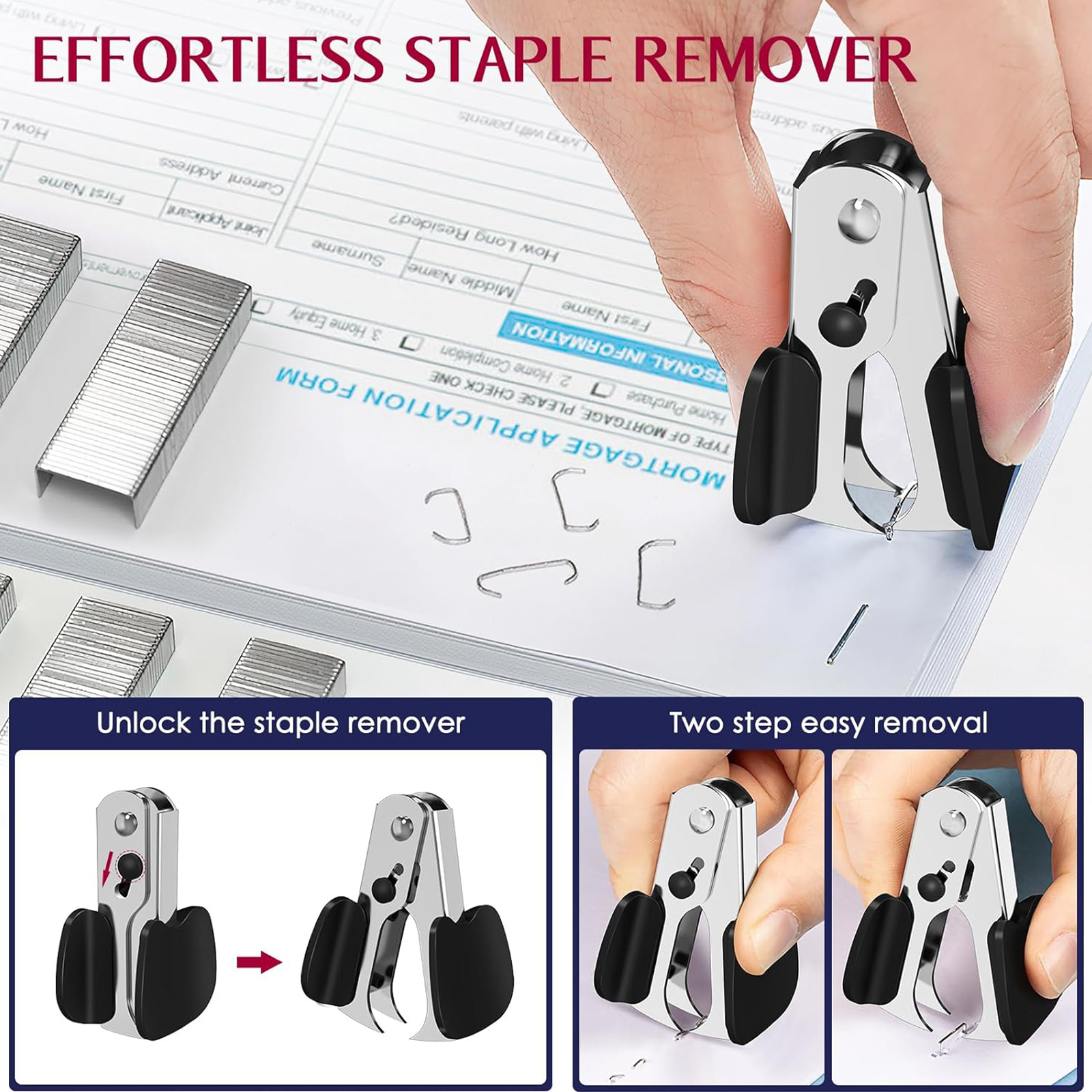 Baodeli Heavy-Duty Metal Stapler, 50-Sheet Capacity, Black photo 3
