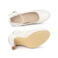 thumbnail image 4 of BLISSFUL STEP Women' Shoes Round Toe Stiletto Heel Ankle Strap Pumps White 8.5, 4 of 7