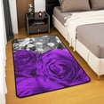 thumbnail image 2 of Purple Floral Area Rug 5x7 for Bedroom Living Room, Romantic Purple Rose Rug Women Men, Elegant Rose Flowers Carpet Non Slip, Valentine's Day Room Decor Indoor Floor Mat, Black Grey, 2 of 6