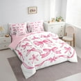 thumbnail image 3 of Manfei Kawaii Bow Tie 7-Piece Bedding Comforter Set,Princess Bowknot Bow King Bedding Sets,White Pink Bed Sheets For Girl Kids,Luxury Bedroom Decor Reversible, 3 of 8