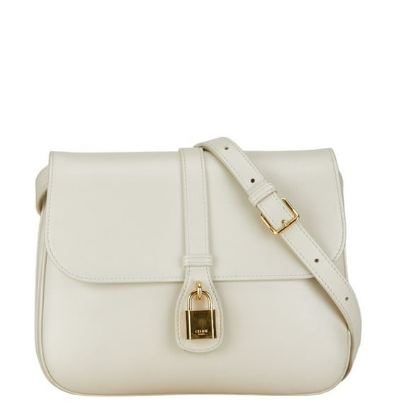 Pre-Owned CELINE Medium Taboo Shoulder Bag White Leather Women's (Good)