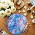 thumbnail image 2 of Round Placemats Nlue Purple Pink Jigsaw 15 inch Set of 2 Table Mats for Dining Table Abstract Art Heat Resistant Non-Slip Kitchen & Home Decorative Place Mat Set, 2 of 8