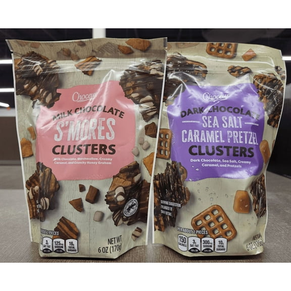 Choceur Milk Chocolate S'Mores and Dark Chocolate Sea Salt Caramel 6oz 170g (2 Bags)