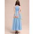 thumbnail image 3 of Drtj 2-14T Junior Flower Girl A-line Scoop Asymmetrical Satin Wedding Bridesmaid Cascading Ruffles Dress, 3 of 6
