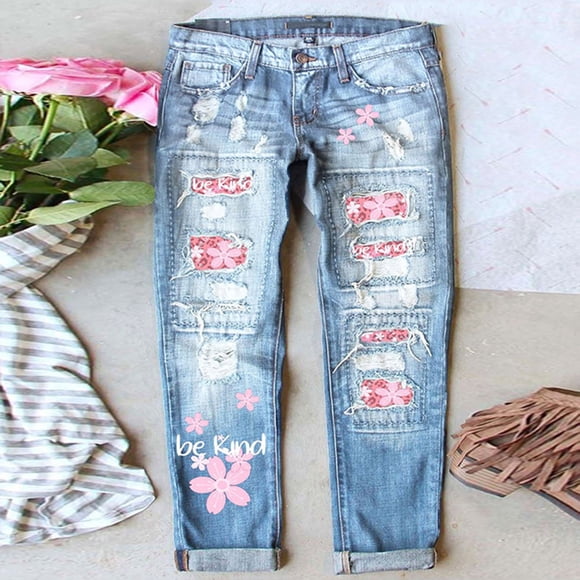 Outfmvch Womens Sweatpants Ripped Jeans Womens Boyfriend Jeans for Women Straight Leg Jeans for Women Bootcut Jeans for Women Womens Straight Leg Jeans Barrel Jeans Pink S