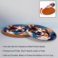 thumbnail image 4 of Corgi 6PCS Round Microfiber Leather Bar Coasters Set, 11x11 cm/4.3x4.3 in, Drink Coasters for Table and Home Decor, 4 of 6