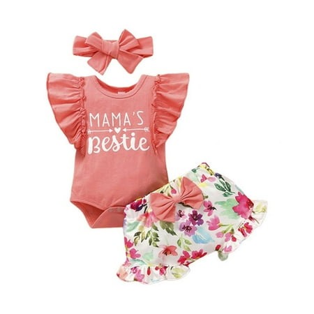

Baby Girls Clothing Set Summer Letter Printing T-shirt top + Floral Print Shorts Kids Suit Toddler Baby Children s Clothes