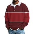 thumbnail image 2 of Zimjoy Men's Waffle Shirts Big and Tall Casual Polo Shirt Henley Button Long Sleeve T Shirts Striped Fall Clothing, Wine 5XL, 2 of 6