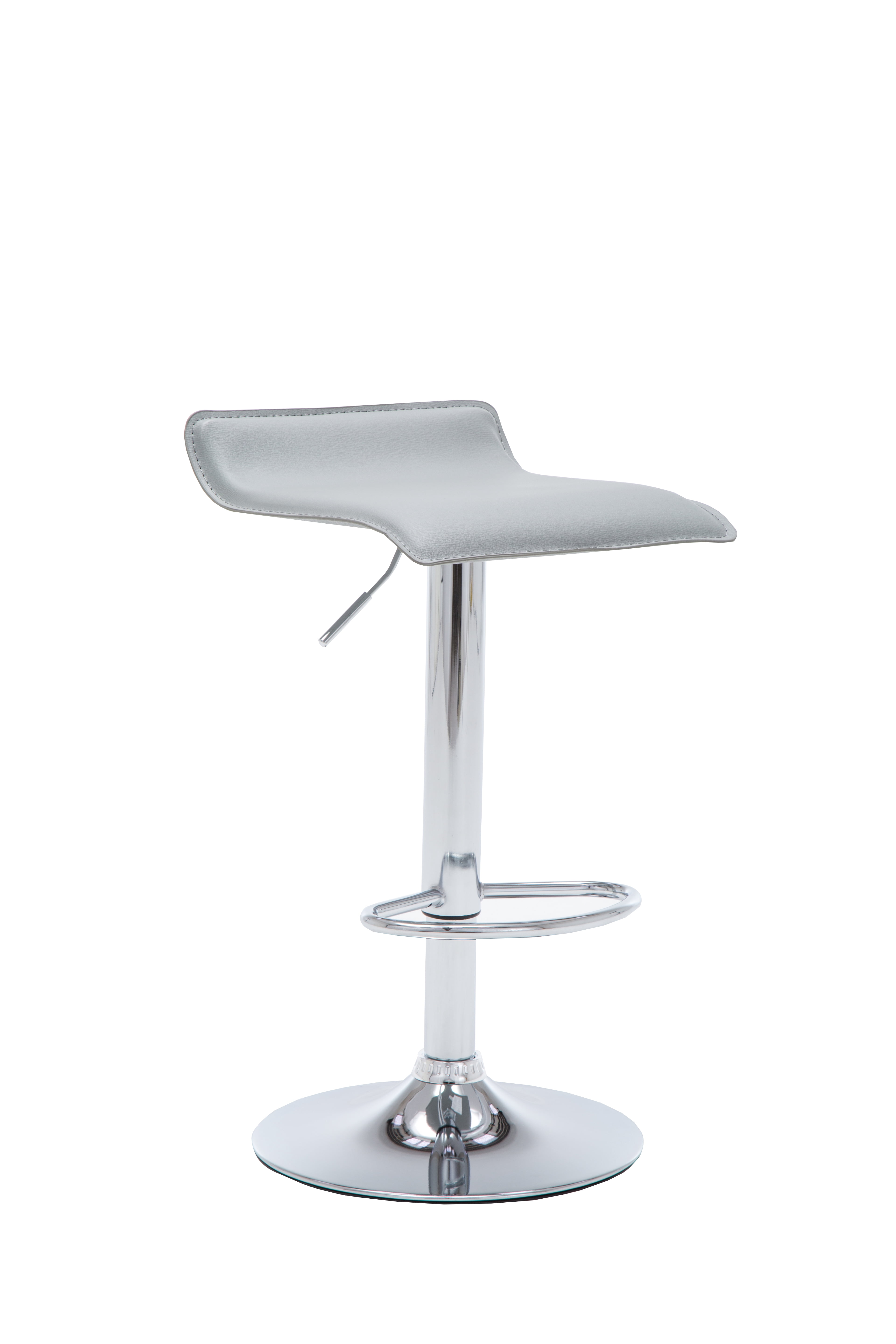 Contoured Contemporary Backless Armless Swivel Height Adjustable Hydraulic Lift Chrome Base Bar Stool with Footrest (Gray) - Set of 2
