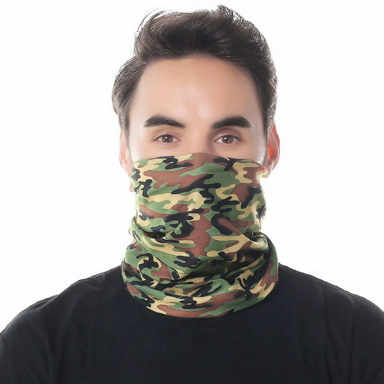 Multifunctional Multipurpose Tube Bandana Headband Face Mask Mouth  Protective Cover, Green Camo