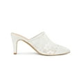 thumbnail image 3 of BLISSFUL STEP Women's Sandals Stiletto Heels Pointed Toe Lace Slide Mules White 7, 3 of 7