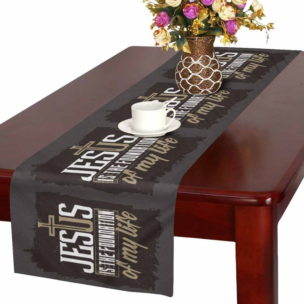 MKHERT Bible Lettering Christian Is Foundation of My Life Table Runner