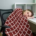 thumbnail image 4 of Flannel Fleece Throw Blanket Burgundy Red Moroccan Buffalo Plaid Lightweight Soft Plush Blankets,Abstract Geometric Cozy Warm Throw Blanket for Couch Sofa Bed Car Office All Season Use 60x80in, 4 of 9